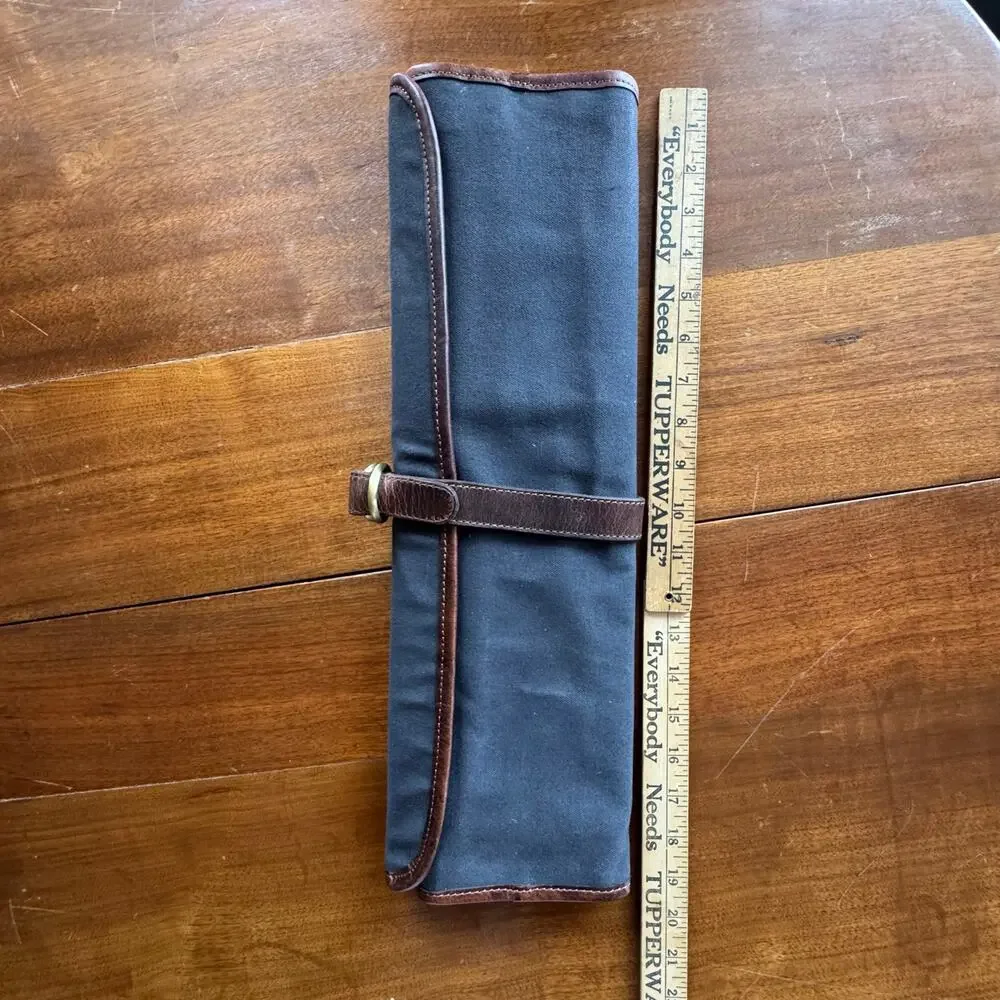 NEW Knife Roll Company Iris‎ Leather Chef Knife Roll Stress Grey 5 Slot